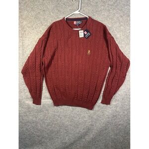 Chaps Ralph‎ Lauren Mens Burgundy Cable Knit Cotton Crewneck Sweater XL NWT